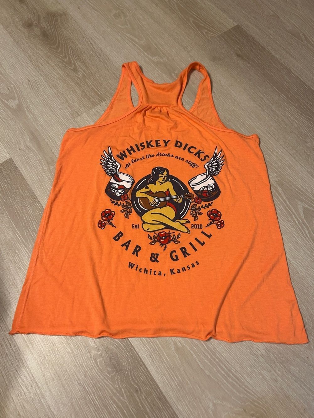 Whiskey Dicks Bar & Grill Orange Graphic Tank Top